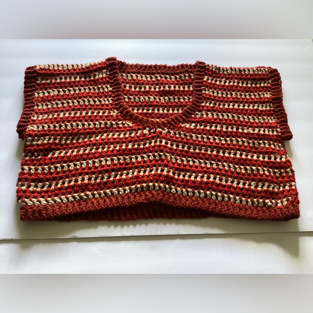 Striped Red and Cream Sweater Vest